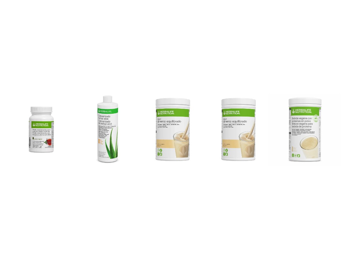 Pack Desafío Óptimo Herbalife 1 Pack Herbalife con Bebida Instantánea de Extracto de Té, Concentrado Herbal Aloe, Batido Fórmula 1 Crema de Vainilla 550 g, Bebida Vegana con Proteínas en Polvo 560 g