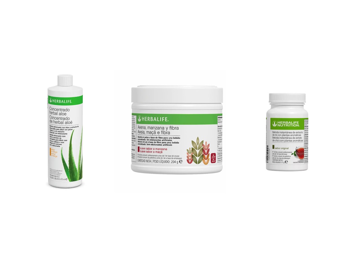 Pack TAF Herbalife: té, aloe y fibra 1 Pack Herbalife con Concentrado Herbal Aloe, Avena, Manzana y Fibra, Bebida Instantánea de Extracto de Té